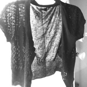 Black knitted short sleeve cardigan